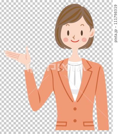 案内するスーツの女性　新入社員 111798319