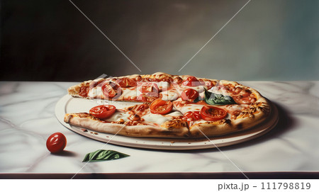 焼きたてのピザ　食べ物イメージ 111798819