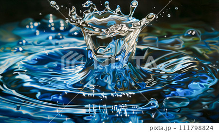 水面に跳ね返る水滴 環境イメージ 水面に跳ね返る水滴 環境イメージ 111798824