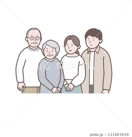 大人4人家族上半身のイラスト 111801639