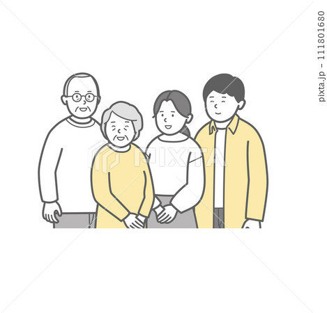 大人4人家族上半身のイラスト 大人4人家族上半身のイラスト 111801680