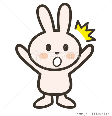 両手を上げてびっくりするうさぎさんのイラスト 111802137