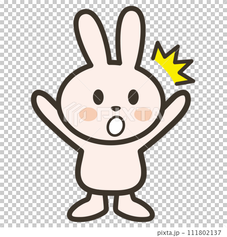 両手を上げてびっくりするうさぎさんのイラスト 111802137