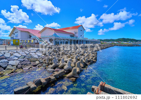 千葉県館山市館山の館山夕日桟橋から消波ブロック越しに渚の駅たてやま方面を見る 千葉県館山市館山の館山夕日桟橋から消波ブロック越しに渚の駅たてやま方面を見る 111802692