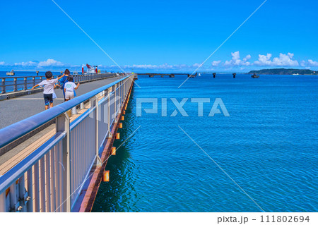 千葉県館山市館山の館山夕日桟橋 千葉県館山市館山の館山夕日桟橋 111802694
