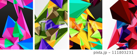 Triangle abstract concepts poster set with geometric minimal designs 111803231