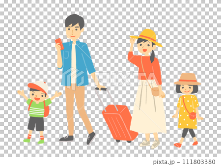 一家人出去玩的插畫 111803380