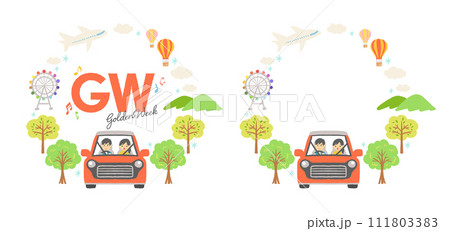 かわいいゴールデンウィークのロゴ　イラスト 111803383