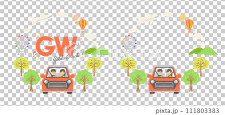 かわいいゴールデンウィークのロゴ　イラスト 111803383