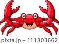 Cute happy crab on white background 111803662