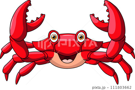 Cute happy crab on white background 111803662