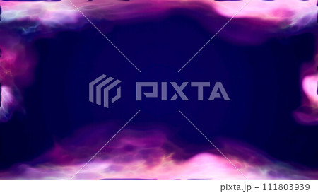 Blue purple energy magic frame made of futuristic waves and lines of liquid plasma smoke particles. Abstract background 111803939