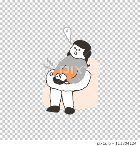 Mother exhausted from childcare Mother exhausted from childcare 111804124