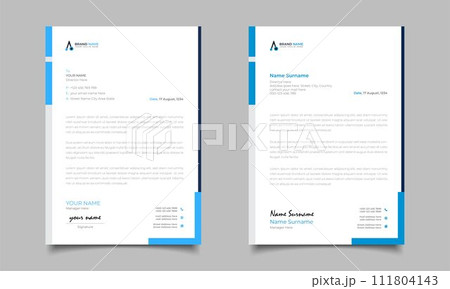 Blue Modern Business Letterhead Simple clean Template Design 111804143