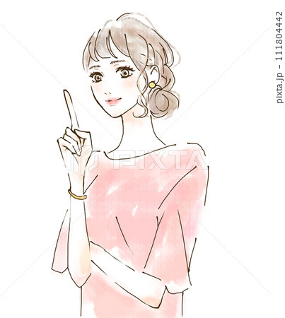 セミナー内容を紹介する女性　講座　要点チェック　春 111804442