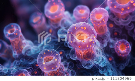 火星とかにいそうな架空の微生物の顕微鏡画像