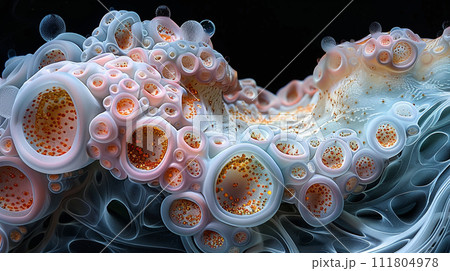火星とかにいそうな架空の微生物の顕微鏡画像