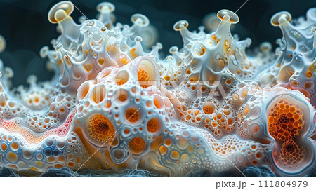 火星とかにいそうな架空の微生物の顕微鏡画像