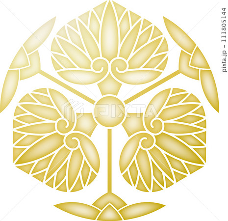 家紋　花付き三つ葵【金色】 111805144
