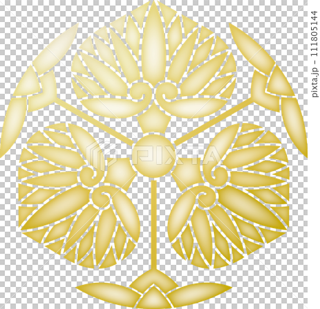 家紋　花付き三つ葵【金色】 111805144