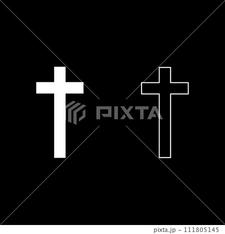 Cross set icon white color vector illustration image solid fill outline contour line thin flat style 111805145