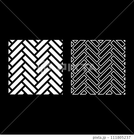 Parquet parquetry wooden floor timber interior nature material set icon white color vector illustration image solid fill outline contour line thin flat style 111805237