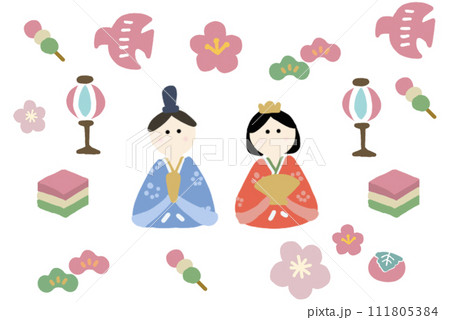 ひな祭りの手描きイラスト 111805384