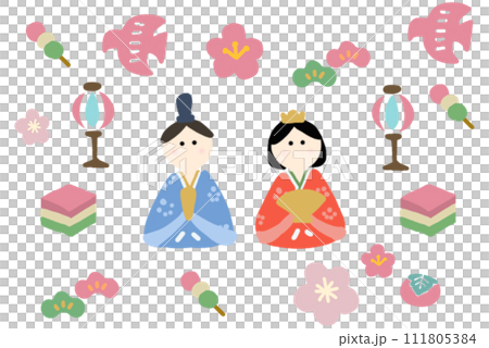 ひな祭りの手描きイラスト 111805384