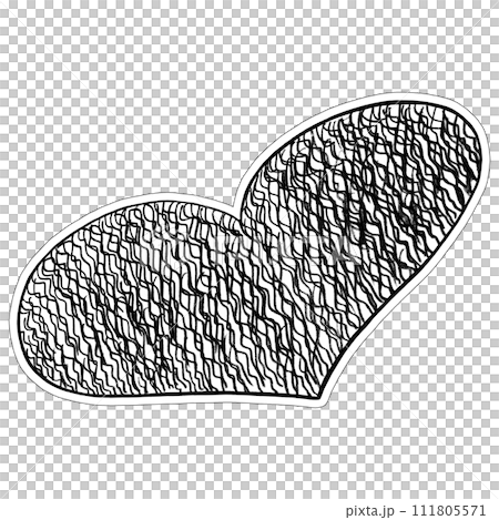 Black Heart Sticker Drawn by Colored Pencil. Heart Shape Isolated on White Background. Black Heart Sticker Drawn by Colored Pencil. Heart Shape Isolated on White Background. 111805571