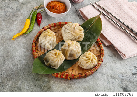 Chinese traditional steamed dumpligs momo 111805763