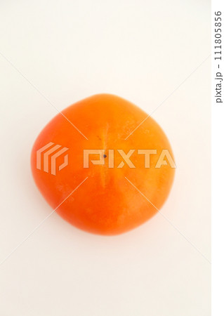 白バックで撮影した柿のお尻側 白バックで撮影した柿のお尻側 111805856