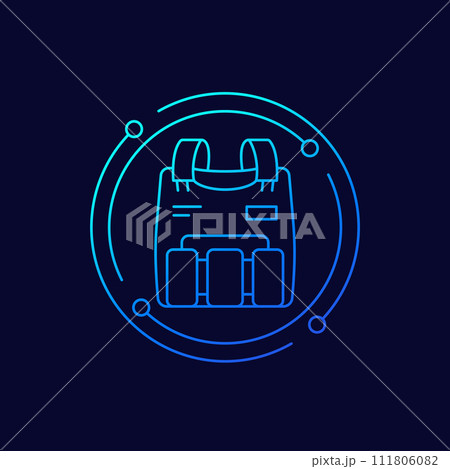 Bulletproof vest icon, linear design 111806082