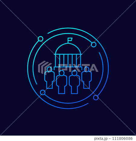 government workers or public service icon, linear 111806086