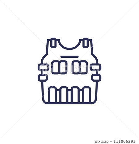 Bulletproof vest line icon on white 111806293