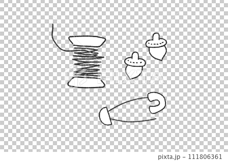 ハンドクラフトのある風景/ゆるい線画イラストセット 111806361