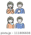 太線タッチの男女イラスト(アイコン、アバター、いいね、ため息) 111806608