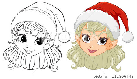 Festive Elf Girl Illustration in Stages 111806748