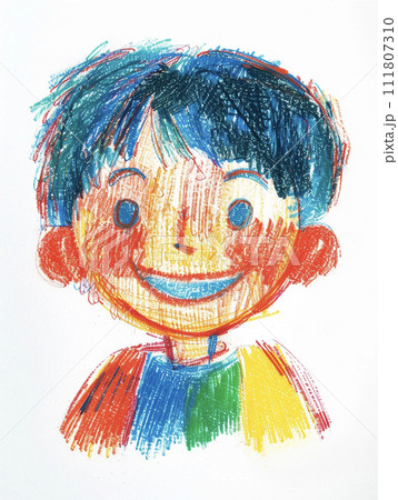 クレヨンで描いた男の子の顔　AI画像 111807310