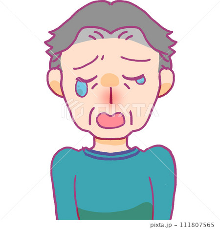 泣いているシニア男性のイラスト 111807565