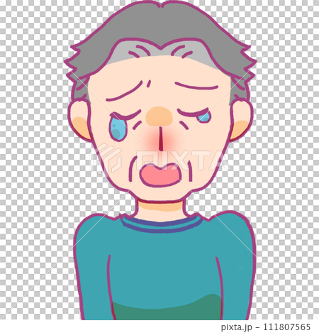 泣いているシニア男性のイラスト 111807565
