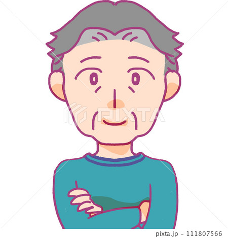 腕を組むシニア男性のイラスト 腕を組むシニア男性のイラスト 111807566