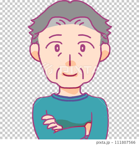 腕を組むシニア男性のイラスト 腕を組むシニア男性のイラスト 111807566