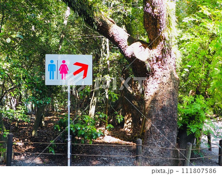 公園の中のトイレ案内表示 公園の中のトイレ案内表示 111807586