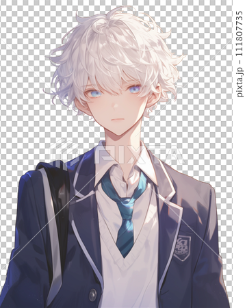 銀髪のイケメン男子生徒(AI生成画像) 銀髪のイケメン男子生徒(AI生成画像) 111807735