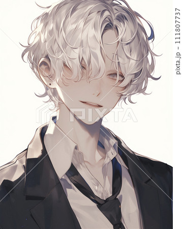 銀髪のイケメン男子生徒（AI生成画像） 111807737