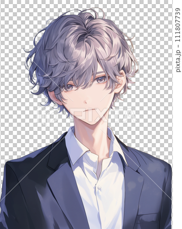 Handsome silver-haired male student (AI generated image) 111807739