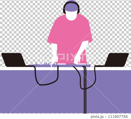 紫とピンクのフラットデザインのDJのイラスト 紫とピンクのフラットデザインのDJのイラスト 111807788