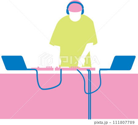パステルカラーのフラットデザインのDJのイラスト パステルカラーのフラットデザインのDJのイラスト 111807789