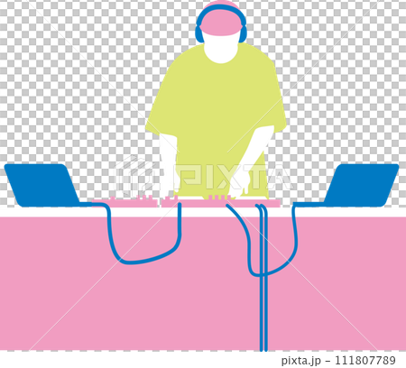パステルカラーのフラットデザインのDJのイラスト パステルカラーのフラットデザインのDJのイラスト 111807789