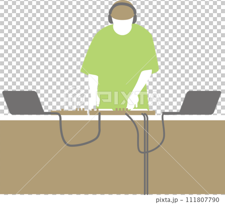 Illustration of DJ in flat design in earth colors Illustration of DJ in flat design in earth colors 111807790